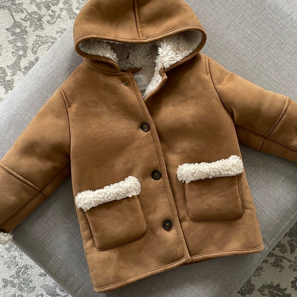 ZARA 4-5yrs suede sherpa lined jacket